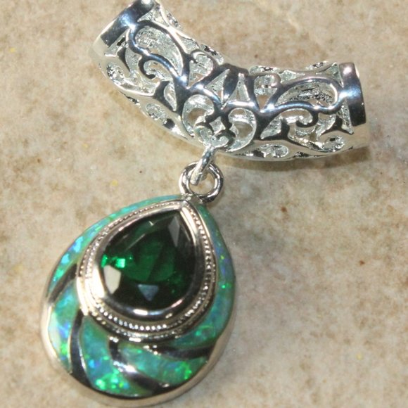 Jewelry - Silver Green Fire Opal & Green Peridot Pendant